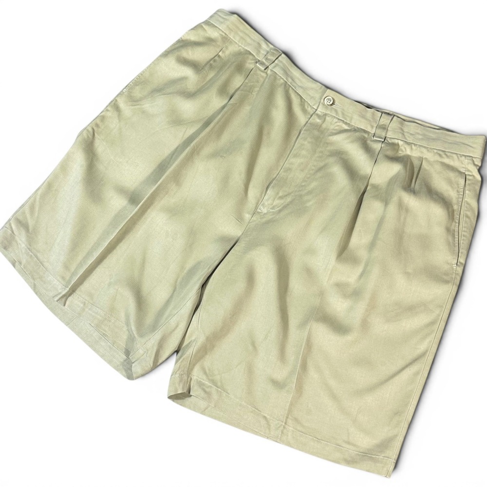 Tommy Bahama Shorts Mens 40 Tan 100% Silk Pleated Front Relaxed Fit Khaki